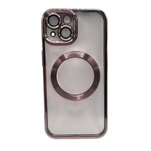 iPhone 15 Clear Protective Case Pink‎ Metallic Trim NEW